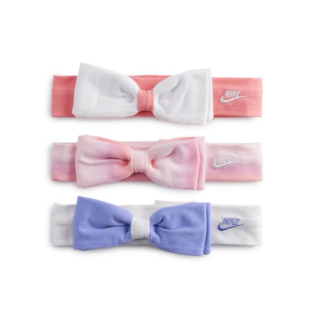 Nike Baby Girls’ 3-Pack Headband Set, 0-6 Months, Pink/White/Purple NEW